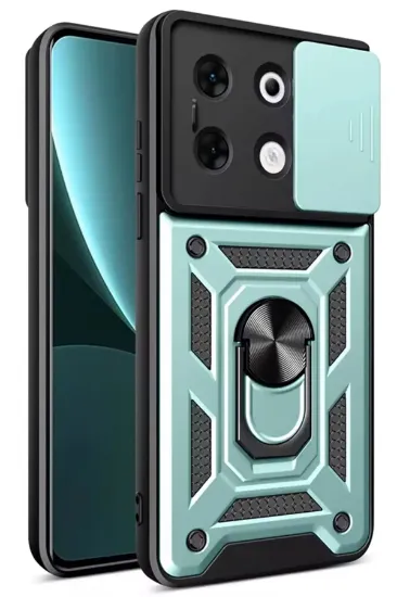Newface İnfinix Zero 30 5G Kılıf Pars Lens Yüzüklü Silikon - Yeşil resmi