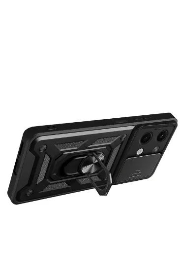 Newface Xiaomi Poco X6 Kılıf Pars Lens Yüzüklü Silikon - Lacivert resmi