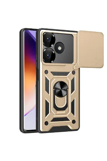 Newface Xiaomi Redmi 13 4G Kılıf Pars Lens Yüzüklü Silikon - Gold resmi