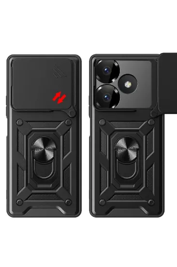 Newface Xiaomi Redmi 13 4G Kılıf Pars Lens Yüzüklü Silikon - Yeşil resmi