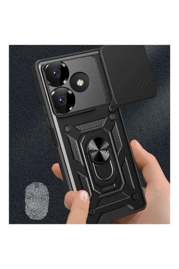 Newface Xiaomi Redmi 13 4G Kılıf Pars Lens Yüzüklü Silikon - Yeşil resmi