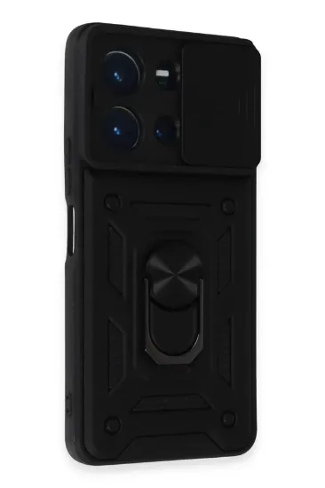 Newface Vivo Y36 Kılıf Pars Lens Yüzüklü Silikon - Siyah resmi
