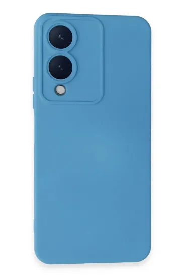 Newface Vivo Y17S Kılıf Nano içi Kadife Silikon - Mavi resmi