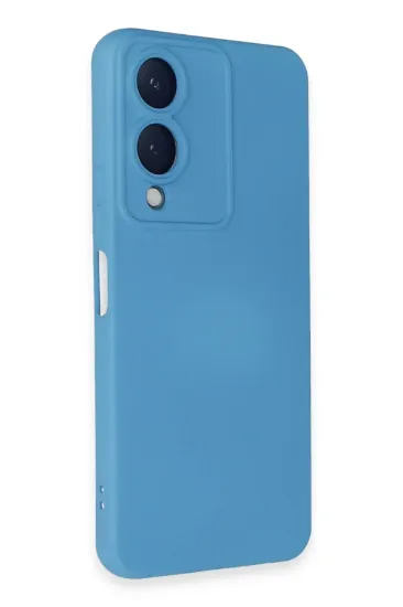Newface Vivo Y17S Kılıf Nano içi Kadife Silikon - Mavi resmi
