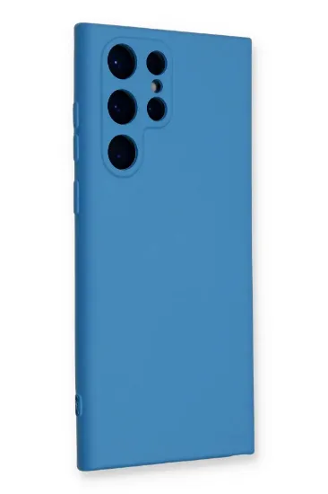 Newface Samsung Galaxy S24 Ultra Kılıf Nano içi Kadife Silikon - Mavi resmi