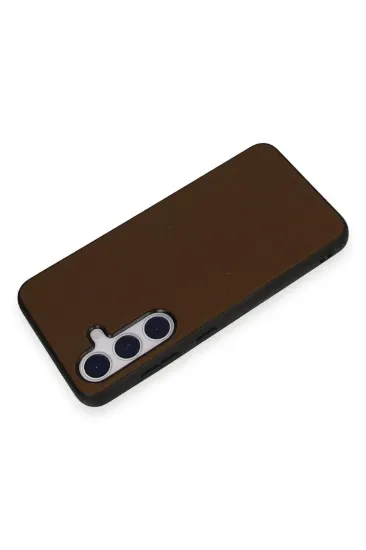 Newface Samsung Galaxy S24 Kılıf Taft Kapak - Kahverengi resmi