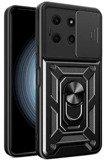 Newface İnfinix Note 30 Kılıf Pars Lens Yüzüklü Silikon - Siyah resmi