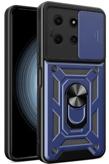 Newface İnfinix Note 30 Kılıf Pars Lens Yüzüklü Silikon - Lacivert resmi
