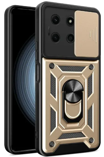 Newface İnfinix Note 30 Kılıf Pars Lens Yüzüklü Silikon - Gold resmi