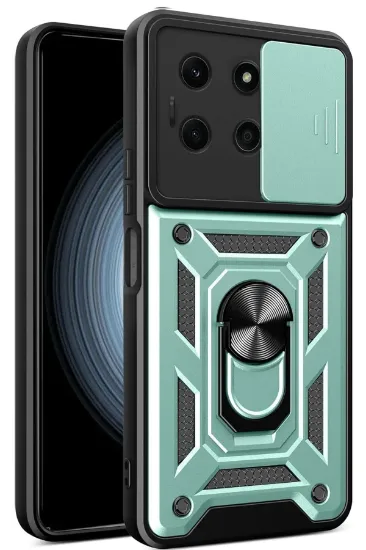 Newface İnfinix Note 30 Kılıf Pars Lens Yüzüklü Silikon - Yeşil resmi