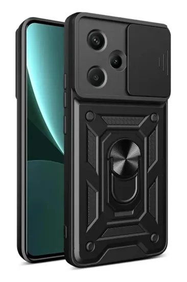Newface Xiaomi Redmi Note 13 Pro Plus Kılıf Pars Lens Yüzüklü Silikon - Siyah resmi