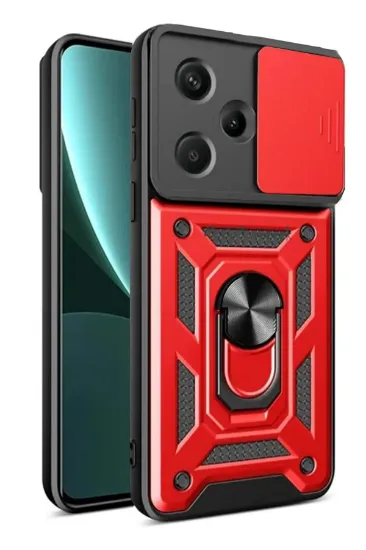 Newface Xiaomi Redmi Note 13 Pro Plus Kılıf Pars Lens Yüzüklü Silikon - Kırmızı resmi