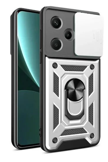 Newface Xiaomi Redmi Note 13 Pro Plus Kılıf Pars Lens Yüzüklü Silikon - Gümüş resmi