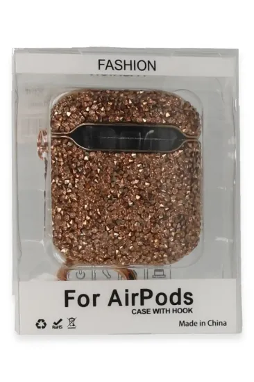 Newface Airpods 2 (2.nesil) Mira Taşlı Kılıf - Rose Gold resmi