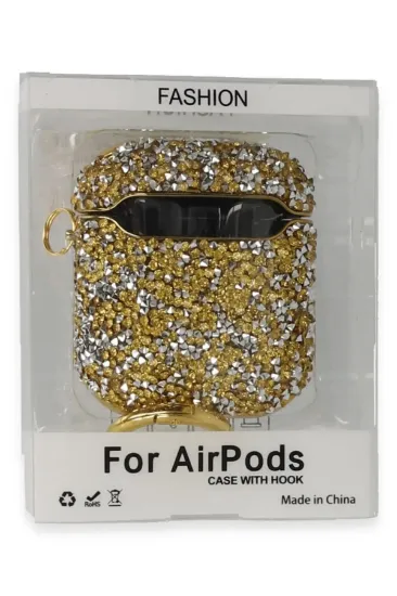 Newface Airpods 2 (2.nesil) Mira Taşlı Kılıf - Gold resmi