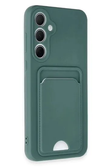 Newface Samsung Galaxy A35 5G Kılıf Kelvin Kartvizitli Silikon - Koyu Yeşil resmi