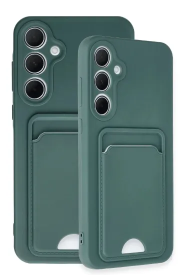 Newface Samsung Galaxy A35 5G Kılıf Kelvin Kartvizitli Silikon - Koyu Yeşil resmi