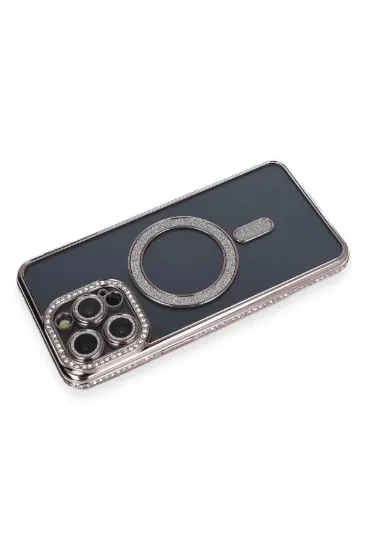 Newface iPhone 14 Pro Kılıf Joke Simli Magneticsafe Kılıf - Gri resmi
