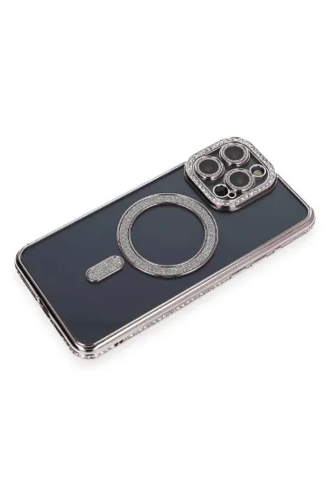 Newface iPhone 14 Pro Kılıf Joke Simli Magneticsafe Kılıf - Gri resmi