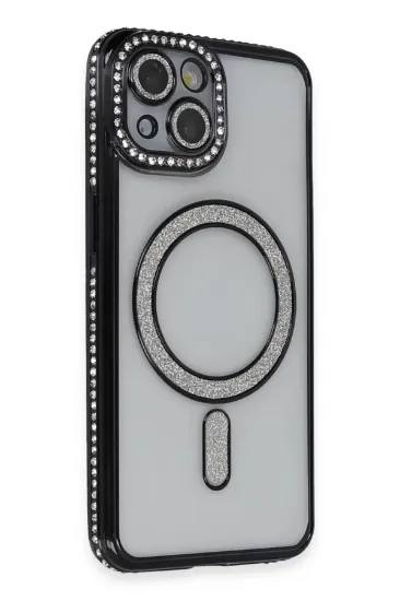 Newface iPhone 13 Kılıf Joke Simli Magneticsafe Kılıf - Siyah resmi