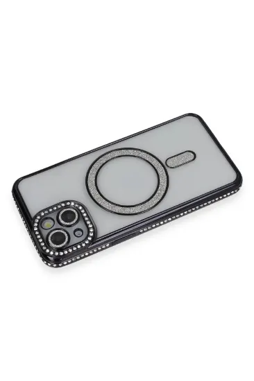 Newface iPhone 13 Kılıf Joke Simli Magneticsafe Kılıf - Siyah resmi