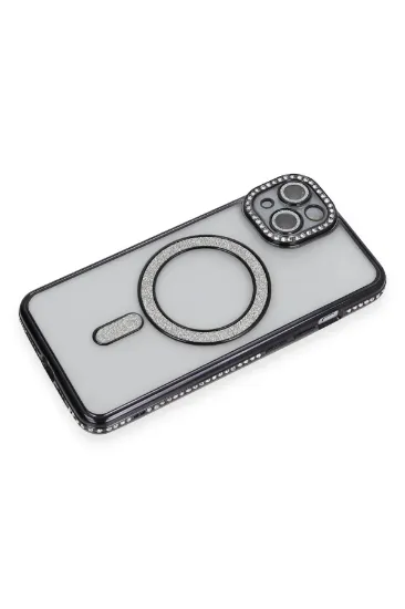 Newface iPhone 13 Kılıf Joke Simli Magneticsafe Kılıf - Siyah resmi