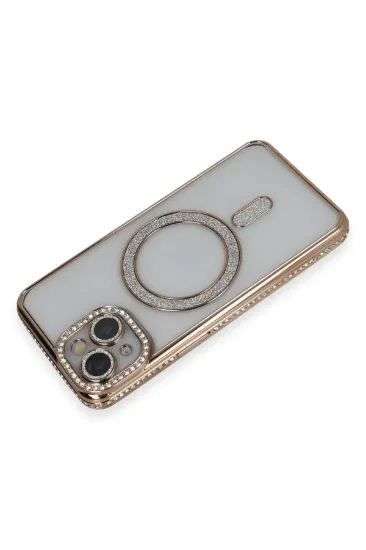 Newface iPhone 13 Kılıf Joke Simli Magneticsafe Kılıf - Gold resmi