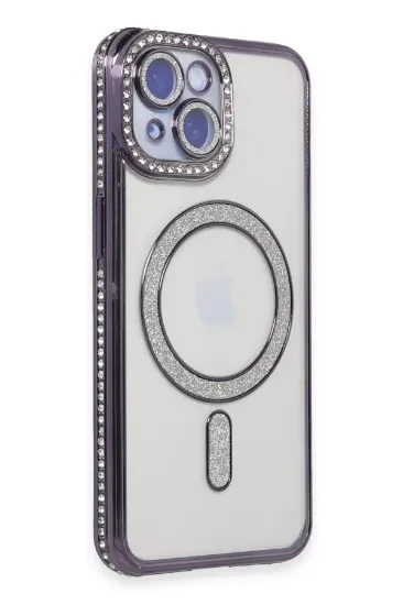 Newface iPhone 13 Kılıf Joke Simli Magneticsafe Kılıf - Derin Mor resmi