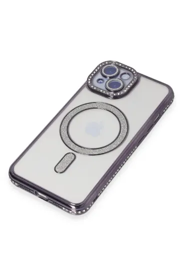 Newface iPhone 13 Kılıf Joke Simli Magneticsafe Kılıf - Derin Mor resmi