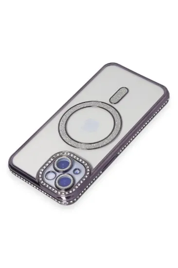 Newface iPhone 13 Kılıf Joke Simli Magneticsafe Kılıf - Derin Mor resmi