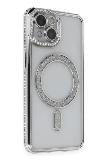 Newface iPhone 13 Kılıf Joke Simli Magneticsafe Kılıf - Gümüş resmi