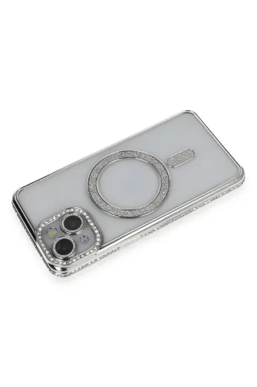 Newface iPhone 13 Kılıf Joke Simli Magneticsafe Kılıf - Gümüş resmi