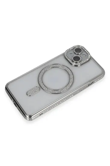 Newface iPhone 13 Kılıf Joke Simli Magneticsafe Kılıf - Gümüş resmi