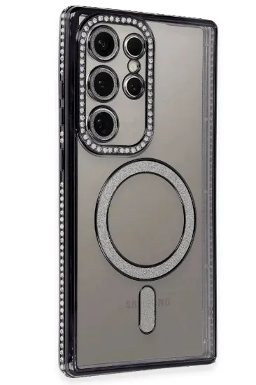 Newface Samsung Galaxy S24 Ultra Kılıf Joke Simli Magneticsafe Kılıf - Siyah resmi
