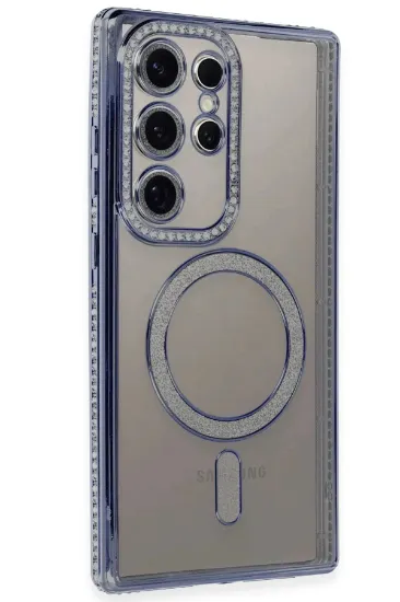 Newface Samsung Galaxy S24 Ultra Kılıf Joke Simli Magneticsafe Kılıf - Mavi resmi