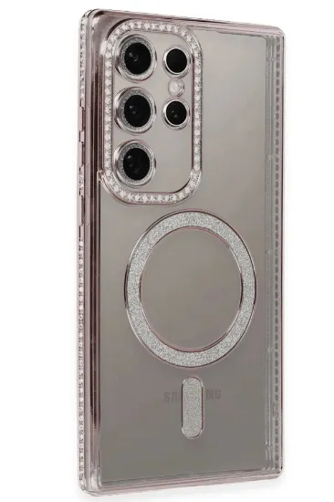 Newface Samsung Galaxy S24 Ultra Kılıf Joke Simli Magneticsafe Kılıf - Pembe resmi