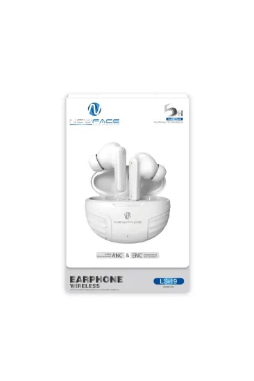 Newface LS-19 Aktif Gürültü Engelleyici Özellikli Bluetooth 5.4 Kablosuz Airpods Kulaklık - Krem resmi