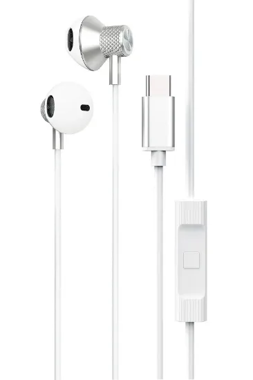 Newface LS-730 1.2M iPhone 15 Serisi ile Uyumlu Type-C Kablolu Kulaklık - Gümüş resmi
