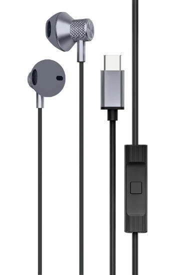Newface LS-730 1.2M iPhone 15 Serisi ile Uyumlu Type-C Kablolu Kulaklık - Gri resmi