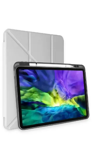 Newface Samsung Galaxy Tab A9 Plus Kılıf Kalemlikli Mars Tablet Kılıfı - Gri resmi