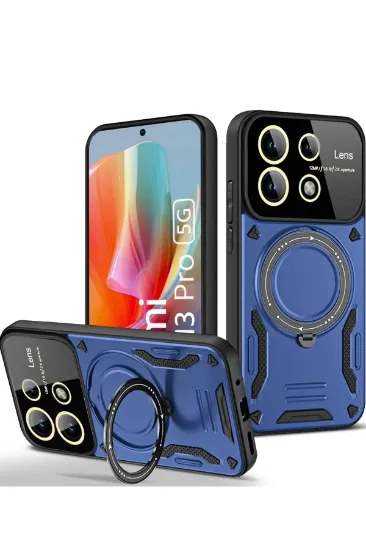 Newface Xiaomi Redmi Note 13 Pro 5G Kılıf Joy Lens Standlı Kapak - Lacivert resmi