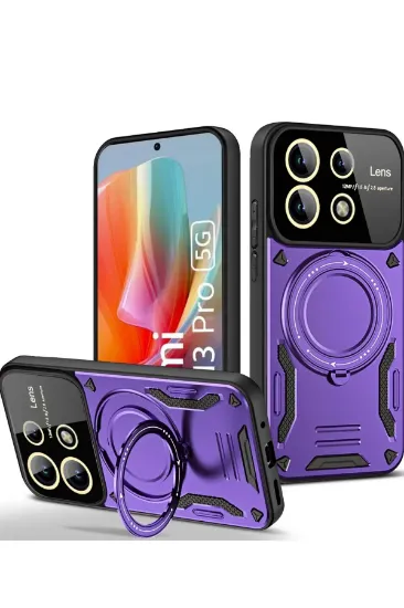 Newface Xiaomi Redmi Note 13 Pro 5G Kılıf Joy Lens Standlı Kapak - Mor resmi