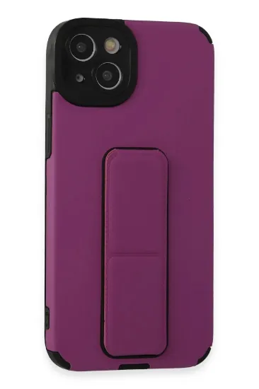 Newface iPhone 14 Plus Kılıf Mega Standlı Silikon - Mor resmi