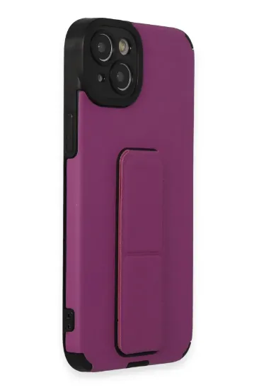 Newface iPhone 14 Plus Kılıf Mega Standlı Silikon - Mor resmi