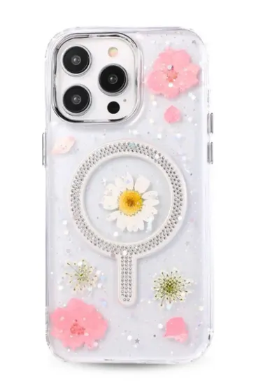 Newface iPhone 15 Pro Max Flower Magsafe Kapak - Pembe resmi