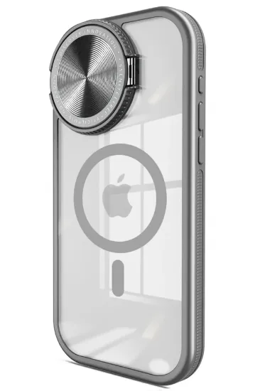 Newface iPhone 14 Pro Max Kılıf Teleskop Lens Magsafe Silikon Kapak - Titan Gri resmi
