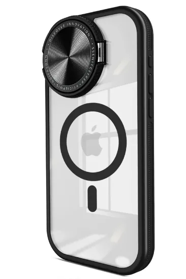 Newface iPhone 15 Pro Kılıf Teleskop Lens Magsafe Silikon Kapak - Siyah resmi