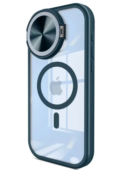 Newface iPhone 15 Pro Max Kılıf Teleskop Lens Magsafe Silikon Kapak - Lacivert resmi