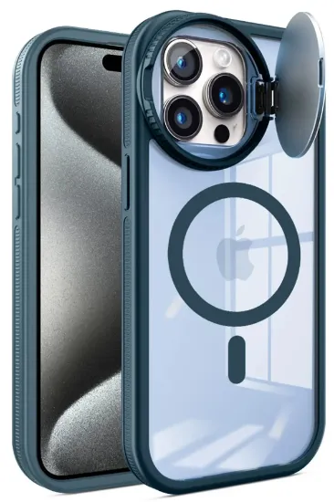 Newface iPhone 15 Pro Max Kılıf Teleskop Lens Magsafe Silikon Kapak - Lacivert resmi