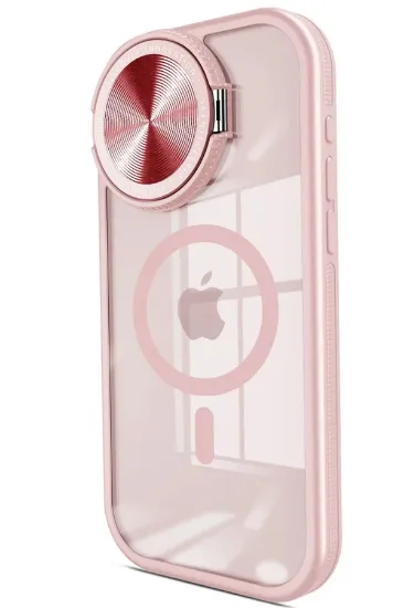 Newface iPhone 15 Pro Max Kılıf Teleskop Lens Magsafe Silikon Kapak - Pembe resmi